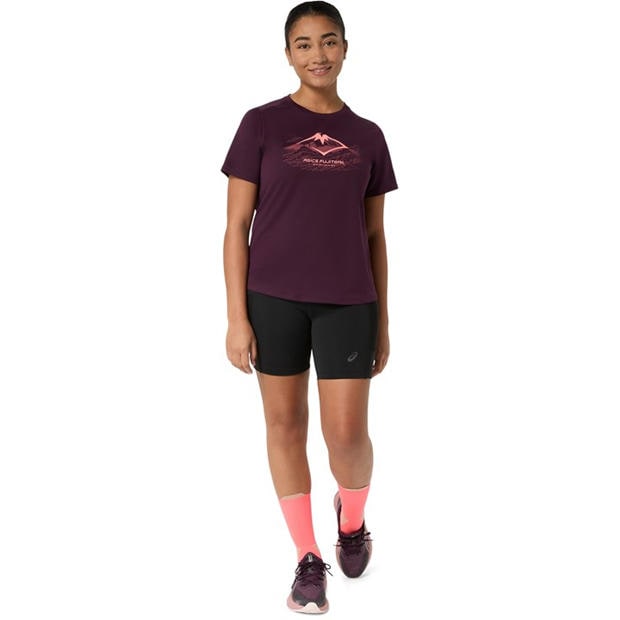 Dark Aubergine - Asics - Women's Fuji Logo Short Sleeve Running T-Shirt
