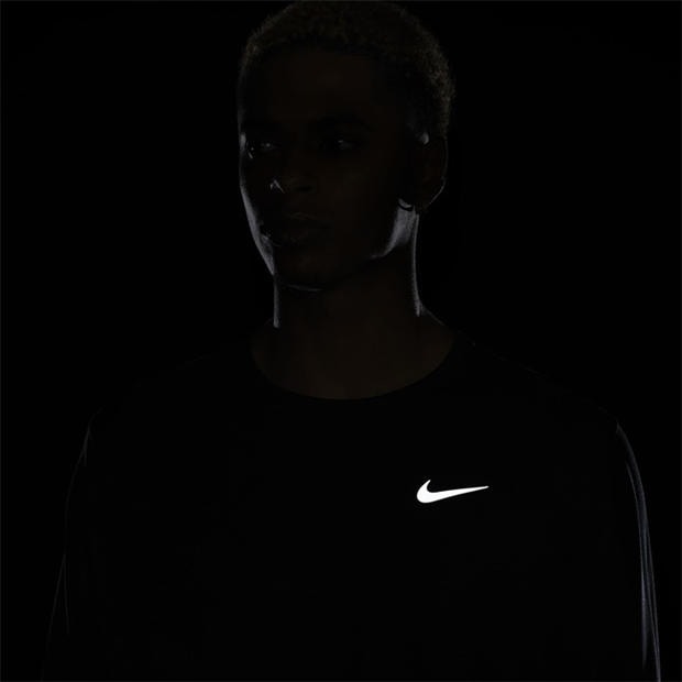 Черно - Nike - Miler Men's Dri-FIT UV Long-Sleeve Running Top