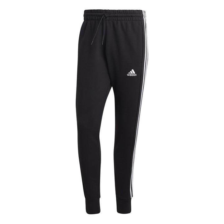Adidas Men's Black Essentials French Terry Tapered Cuff 3- Stripes Joggers in Size XS, Sports Direct