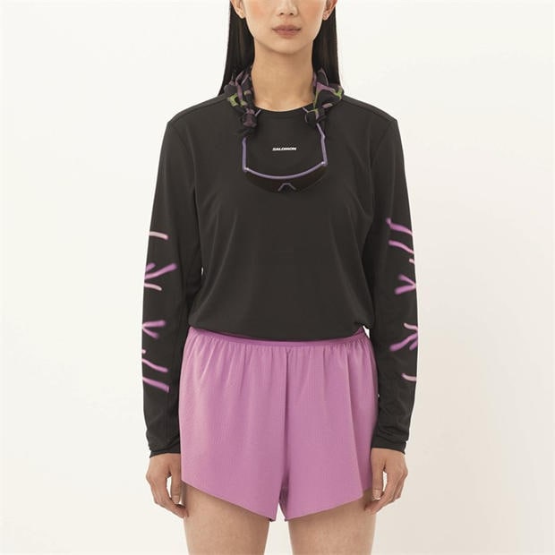 Black - Salomon - SHAKEout Core Graphic LS Running Tee Womens