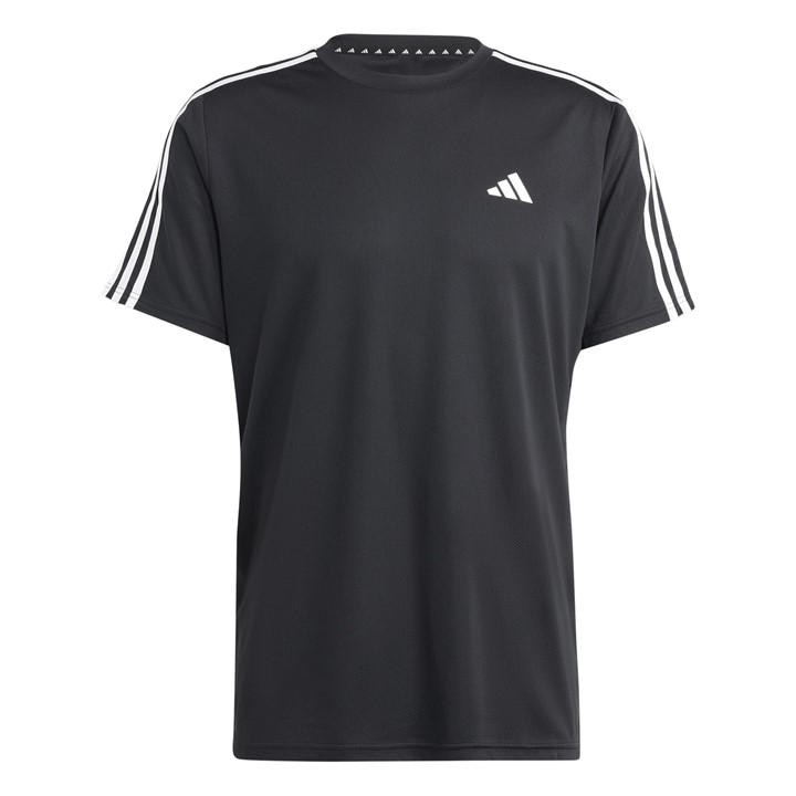 Adidas Men' Black 3 Stripe Essentials Training T-Shirt in Size S, Sports Direct