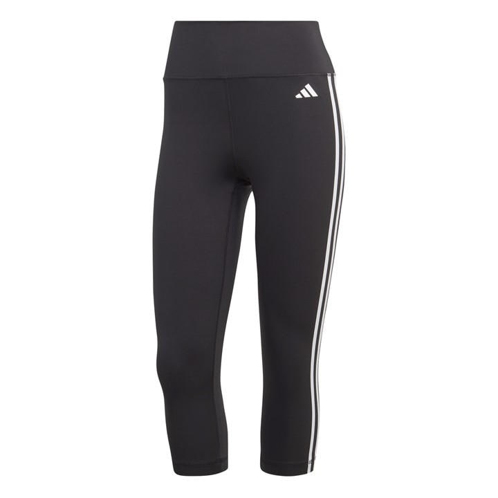 Adidas Women's Black Train Essentials 3-Stripes High Waisted Three Quarter Leggings in Size XS, Sports Direct