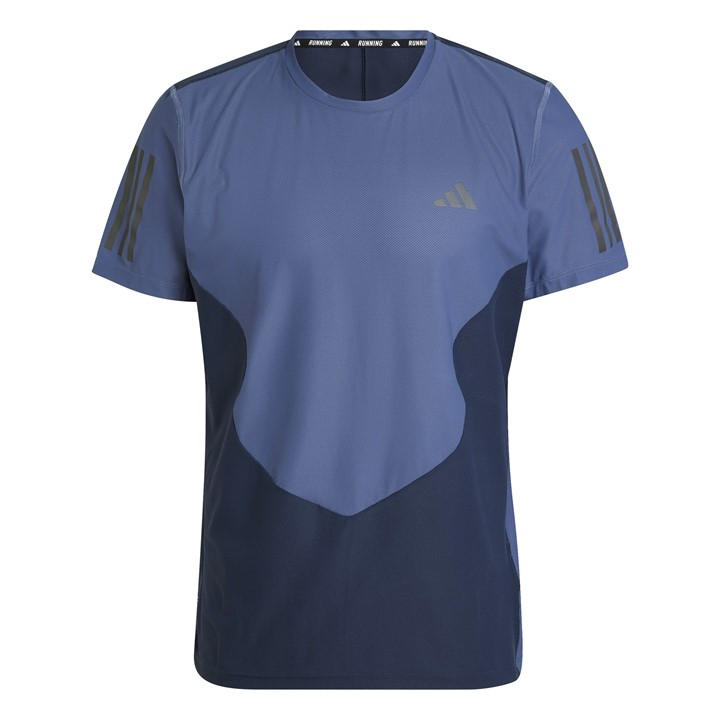 Adidas Men' Blue Own The Run Colourblock Aeroready T-Shirt in Size S, Sports Direct