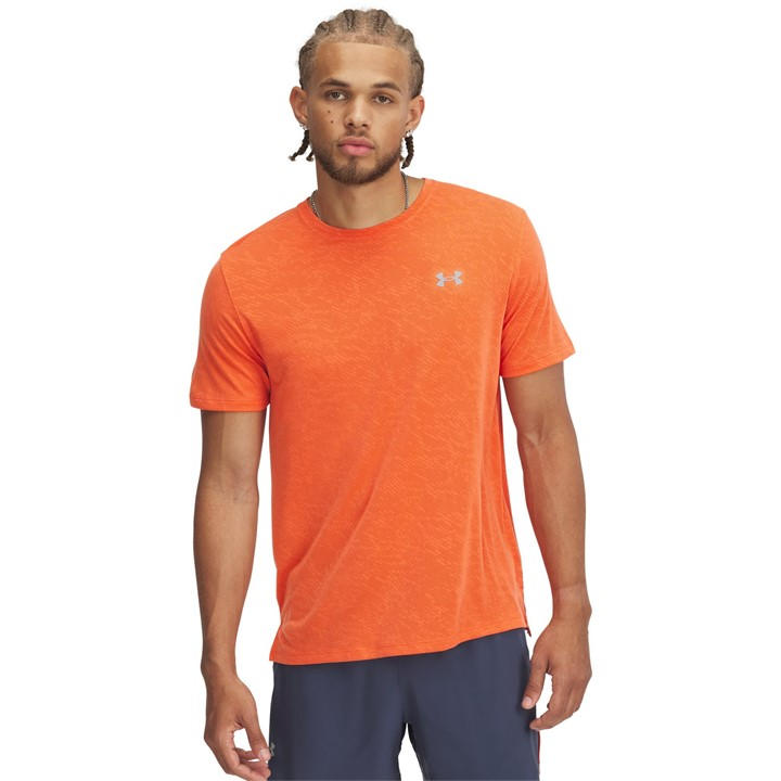 Under Armour Men' Orange Launch Camo Short-Sleeve Performance Top in Size S, Sports Direct