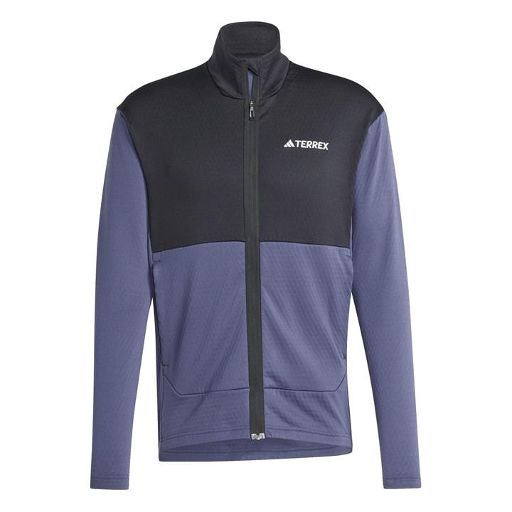 Adidas Men's Blue Terrex Fleece Long Sleeve Slim Fit Performance Running Jacket in Size L, Sports Direct