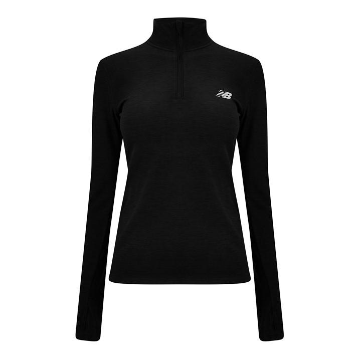 New Balance Women's Black Running Space Dye Quarter Zip in Size 12, Sports Direct