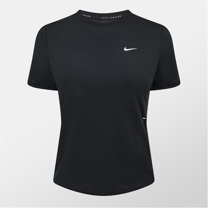 Nike Women's Black Swift Dri-Fit Short-Sleeve Running Top in Size 14, Sports Direct