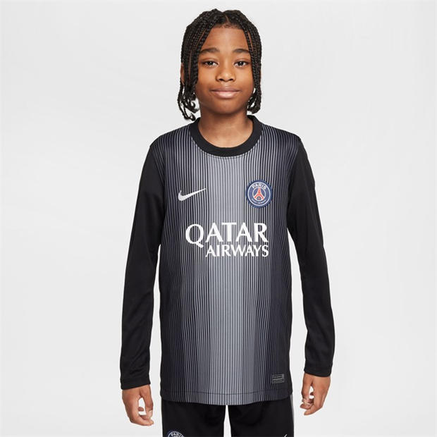 Black/Smoke Gre - Nike - Kids' Paris Saint-Germain Long Sleeve Goalkeeper Top