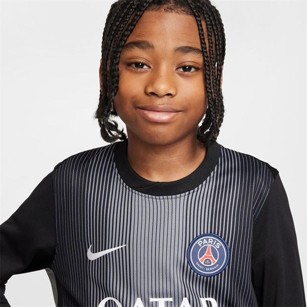 Black/Smoke Gre - Nike - Kids' Paris Saint-Germain Long Sleeve Goalkeeper Top
