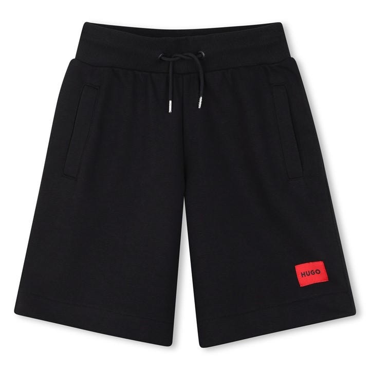 Hugo Boys Black Kids' Fleece Jogger Shorts in Size 14 - 16 Years, Sports Direct