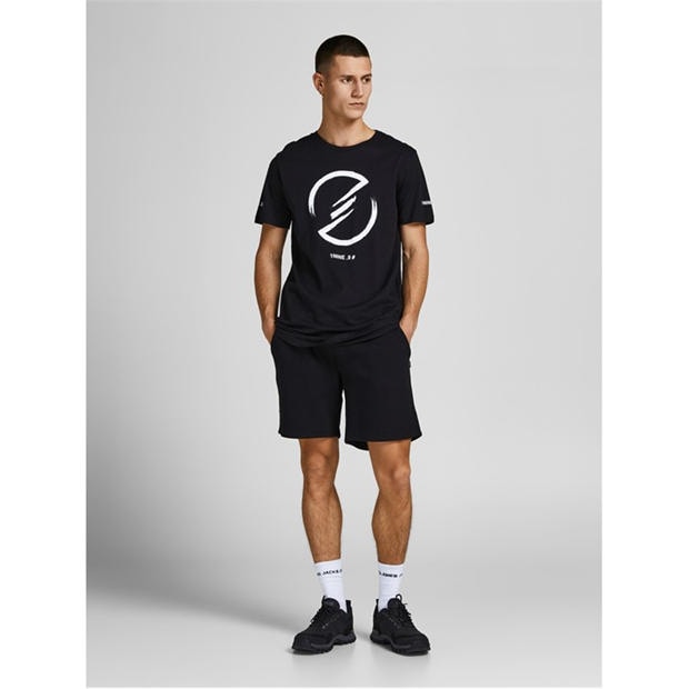 Black - Jack and Jones - Men's Fleece Jogger Shorts