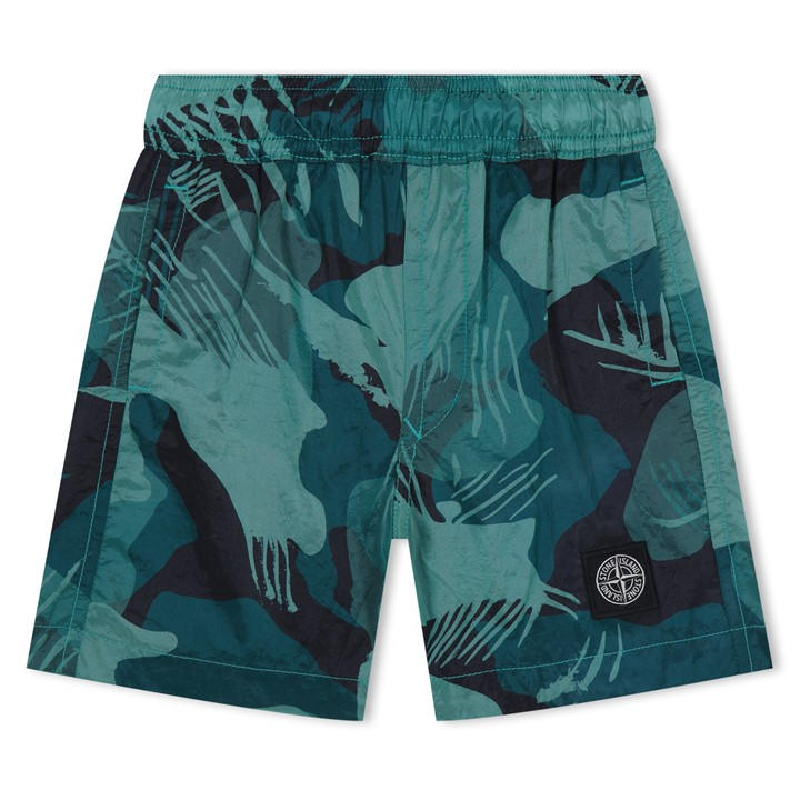 Stone Island Boys Green  Camo Swim Shorts in Size 5 - 6 Years, Sports Direct