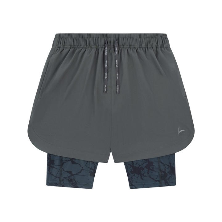 Reeva  Grey Premium Active Shorts With Inner Short in Size M, Sports Direct