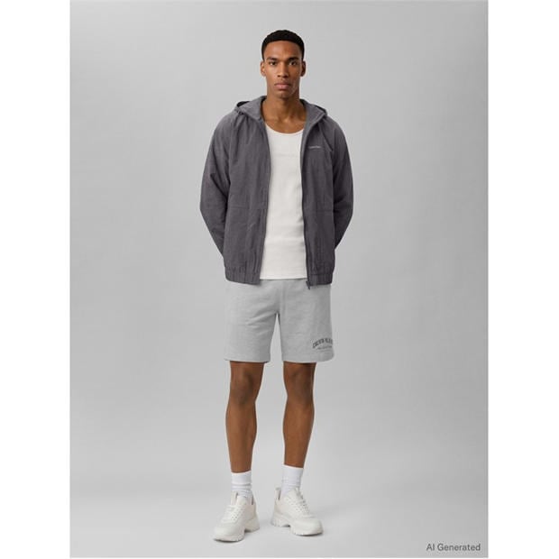 Heroic Grey Htr - Calvin Klein Jeans - Men's Fleece Jogger Shorts