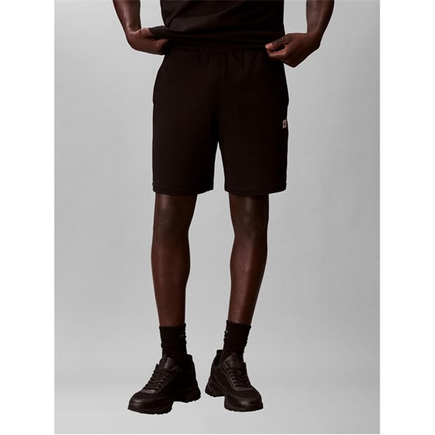 Black - Calvin Klein Jeans - Men's Woven Badge Fleece Jogger Shorts