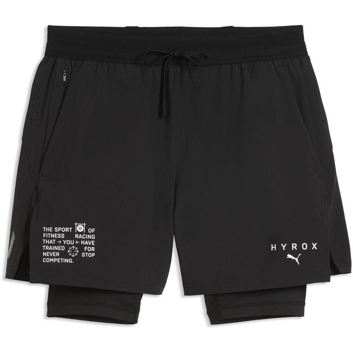 Puma Men' Black Hyrox 2-In-1 Performance Shorts in Size S, Sports Direct