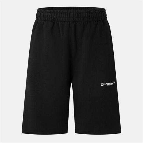 OFF WHITE - Men's Diag Cotton Arrow Motif Fleece Jogger Shorts