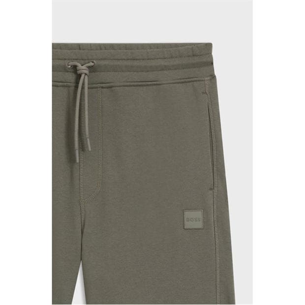 Grey 076 - Boss - Mens BOSS ORANGE Mid-Length Elasticated Drawstring Fleece Shorts