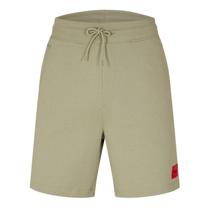 Hugo Men's Green Jogger Fleece Shorts With Logo Detail - Soft Cotton-Blend Jersey in Size M, Sports Direct