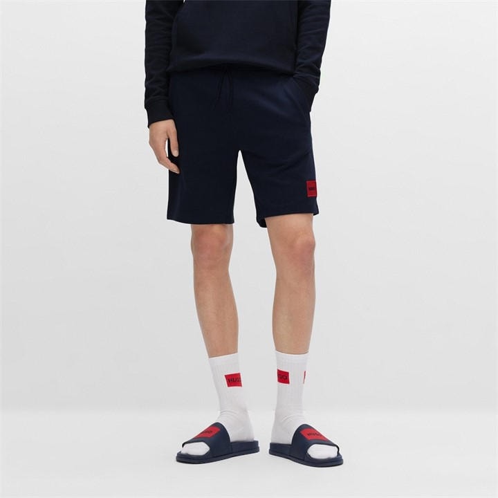 Hugo Men's Blue Jogger Fleece Shorts With Logo Detail - Soft Cotton-Blend Jersey in Size XS, Sports Direct
