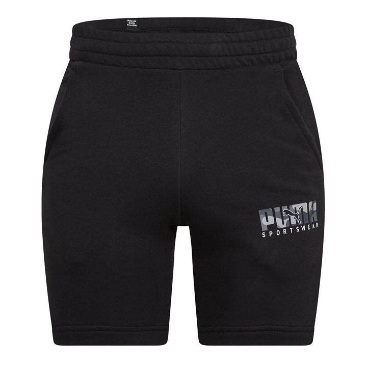 Puma Men's Black Key Camo Graphic Fleece Jogger Shorts in Size XS, Sports Direct