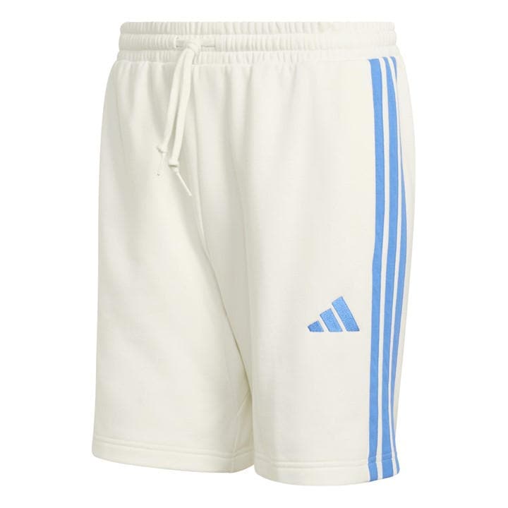 Adidas Men's White Essentials 3 Stripe Fleece Shorts in Size XL, Sports Direct