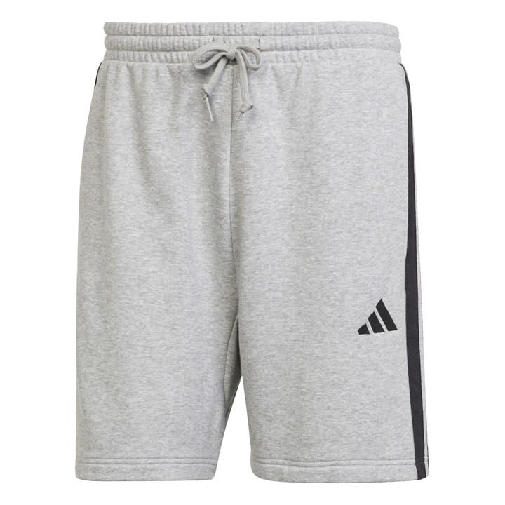 Adidas Men's Grey Essentials 3 Stripe Fleece Shorts in Size XL, Sports Direct