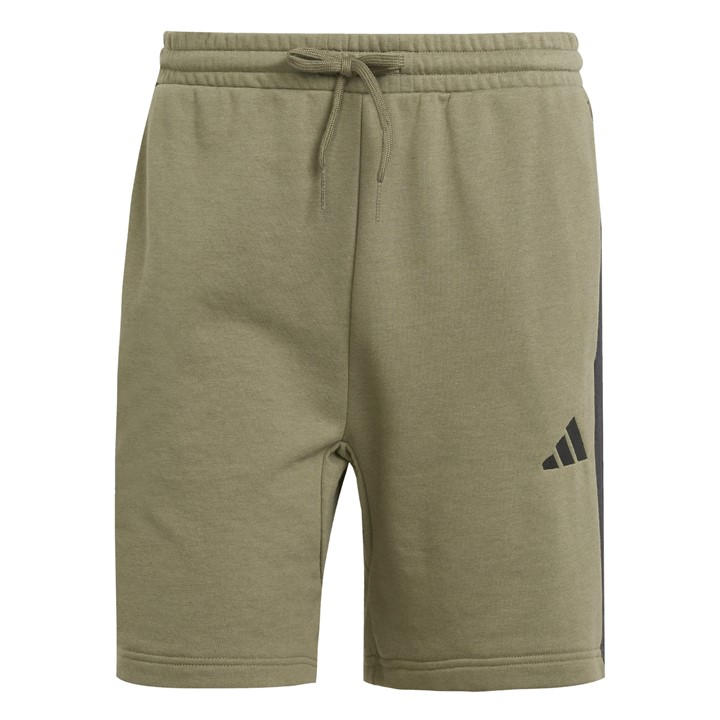 Adidas Men's Green Essentials 3 Stripe Fleece Shorts in Size M, Sports Direct