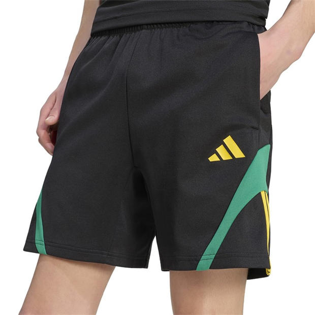 Black/Yellow - adidas - Men's Fleece Jogger Shorts