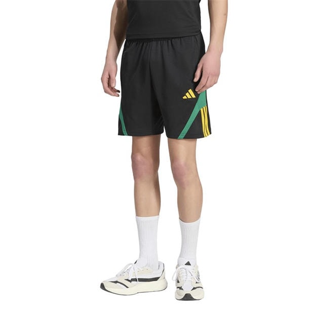 Black/Yellow - adidas - Men's Fleece Jogger Shorts