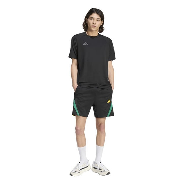 Black/Yellow - adidas - Men's Fleece Jogger Shorts