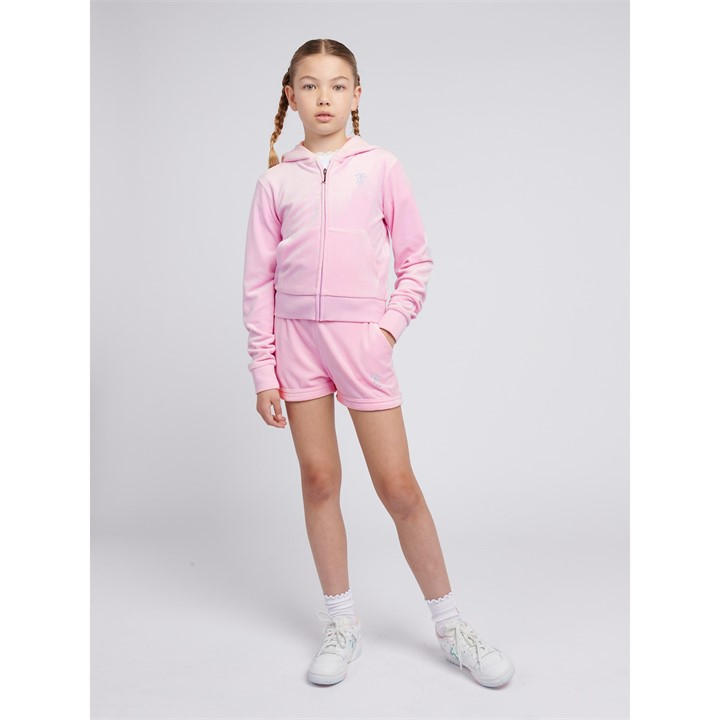 Juicy Couture Girls Pink Kids' Diamante Logo Fleece Jogger Shorts in Size 15 - 16 Years, Sports Direct
