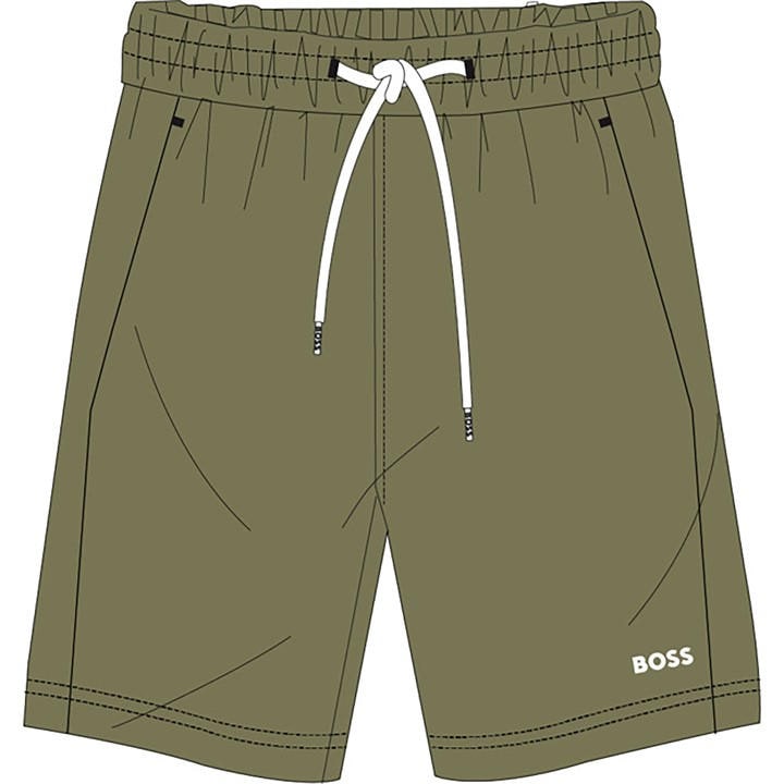 Boss Boys Green Kids' Logo Fleece Jogger Shorts in Size 11 - 12 Years, Sports Direct
