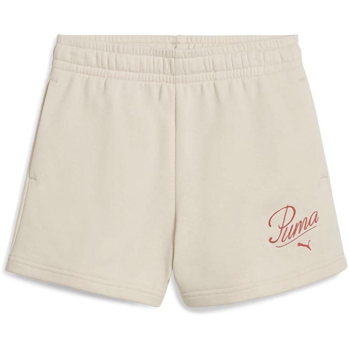 Puma  Kids Cream Ess Script Shorts G Jogger Short in Size 9 - 10 Years, Sports Direct