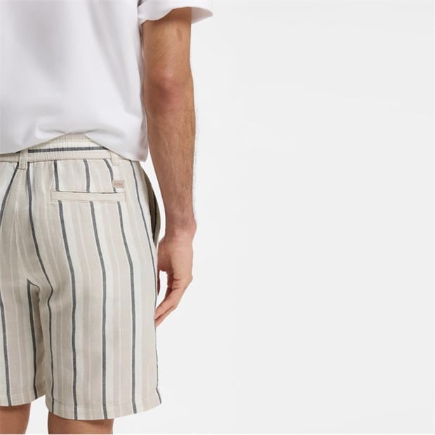 Light Grey 070 - Boss - BOSS ORANGE Striped Short in a linen-cotton blend (Ricoplus)