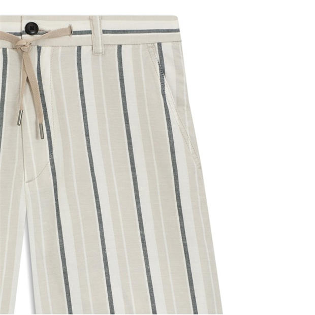 Light Grey 070 - Boss - BOSS ORANGE Striped Short in a linen-cotton blend (Ricoplus)