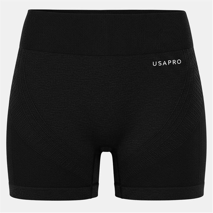 Usa Pro Girls Black  Seamless Short in Size 9 - 10 Years, Sports Direct