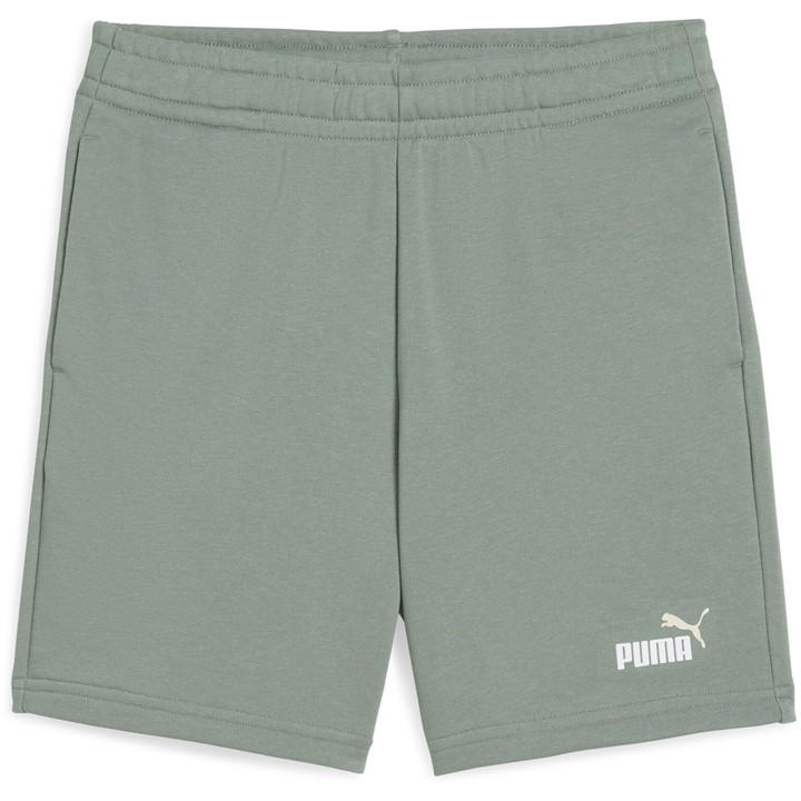 Puma Boys Green Essentials Logo Fleece Shorts