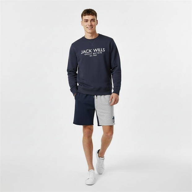Night Sky - Jack Wills - Men's JW Cut and Sew Fleece Jogger Shorts