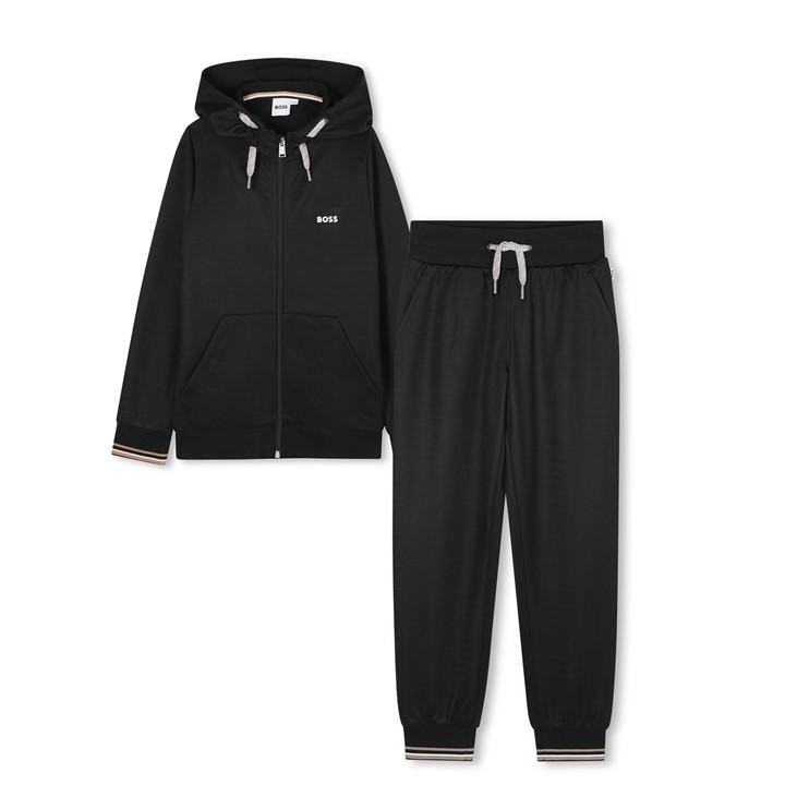Boss Boys Black Kids' Full Zip Tracksuit Joggers in Size 9 - 10 Years, Sports Direct