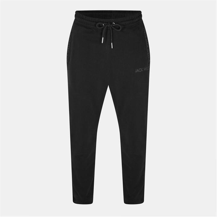 Jack Wills Men's Black Jw Jacquard Open Hem Fleece Joggers in Size M, Sports Direct