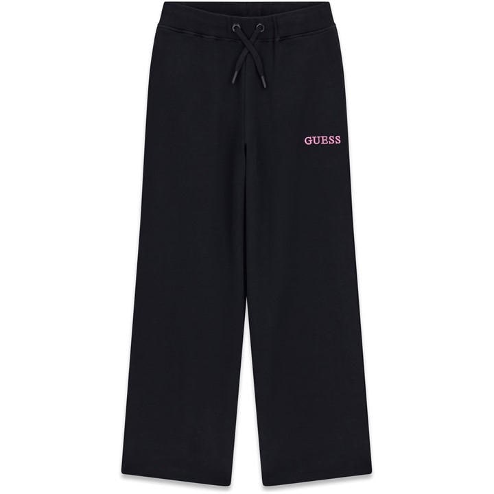 Guess Girls Black Kids' Open Hem Fleece Jogging Bottoms in Size 7 - 8 Years, Sports Direct