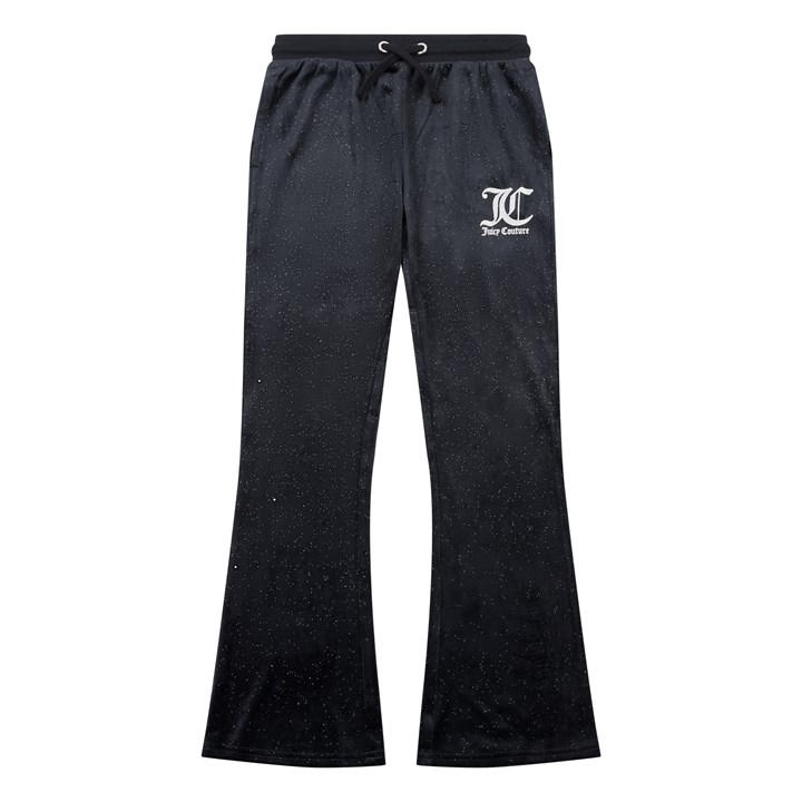 Juicy Couture Girls Black Glitter Velour Flared Joggers in Size 15 - 16 Years, Sports Direct