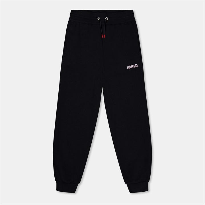 Hugo Girls Black Kids' Logo Closed Hem Fleece Joggers in Size 11 - 12 Years, Sports Direct