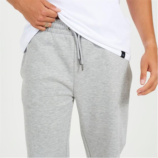 Lt Grey Marl - Brave Soul - Men's Straight Leg Open Hem Fleece Jogging Bottoms