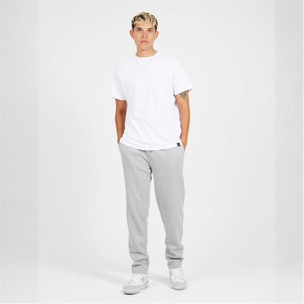 Lt Grey Marl - Brave Soul - Men's Straight Leg Open Hem Fleece Jogging Bottoms