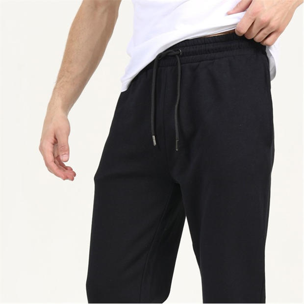 Jet Black - Brave Soul - Men's Straight Leg Open Hem Fleece Jogging Bottoms