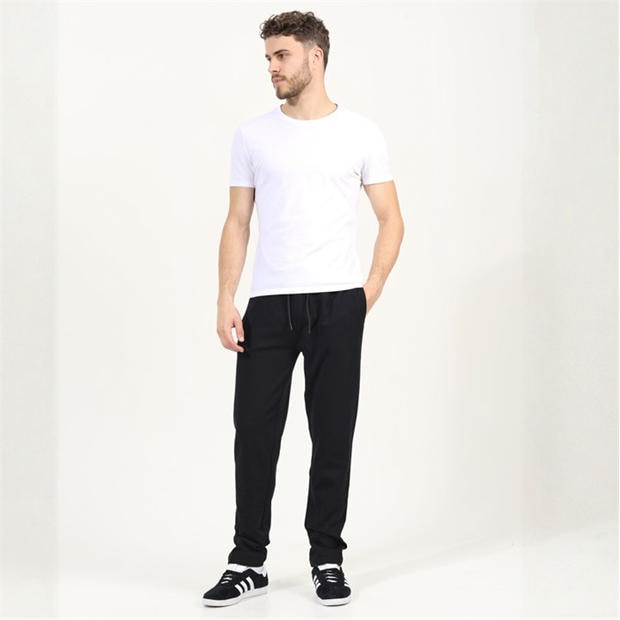 Jet Black - Brave Soul - Men's Straight Leg Open Hem Fleece Jogging Bottoms
