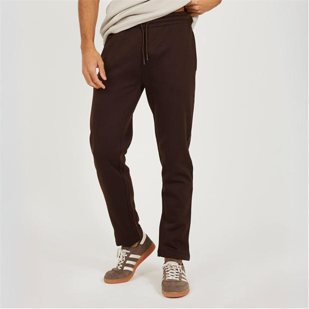 Chocolate - Brave Soul - Men's Straight Leg Open Hem Fleece Jogging Bottoms