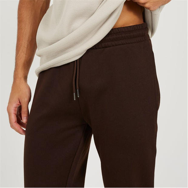 Chocolate - Brave Soul - Men's Straight Leg Open Hem Fleece Jogging Bottoms